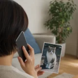 脱走猫について電話相談する飼い主