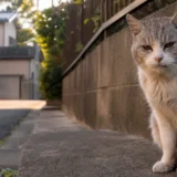 住宅地で高齢猫を探す飼い主