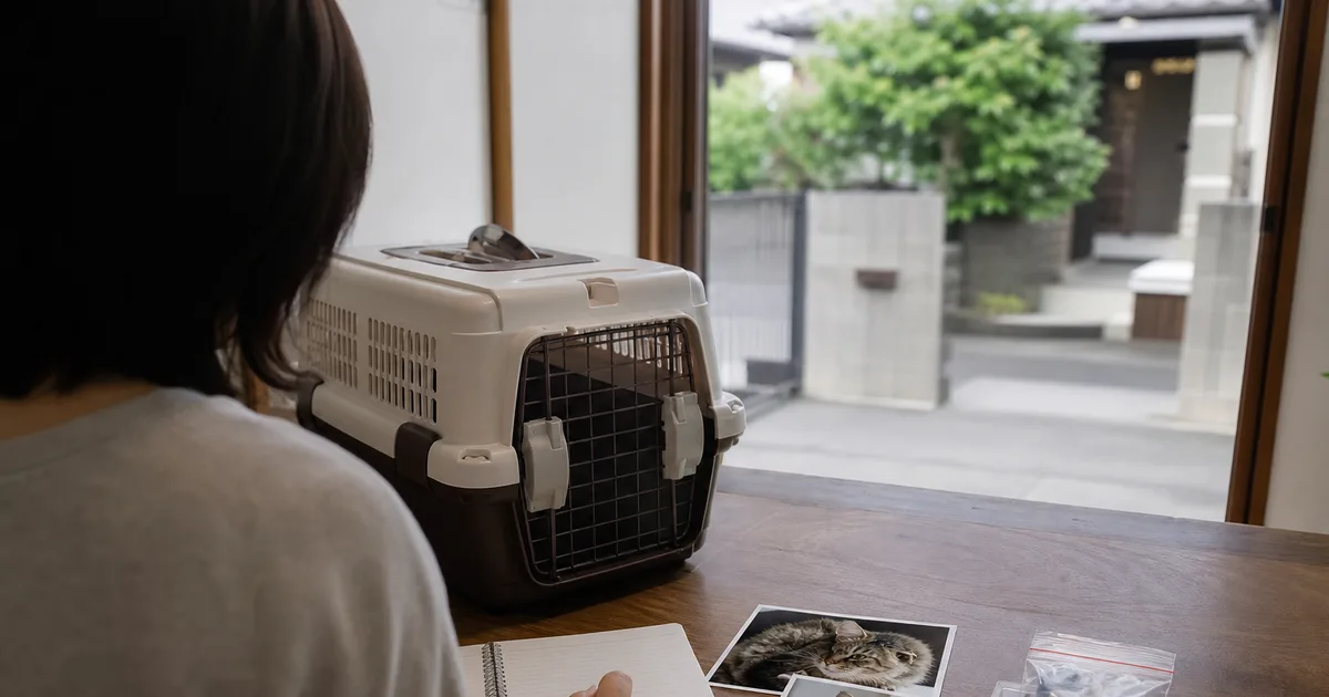 高齢猫の情報を整理する様子